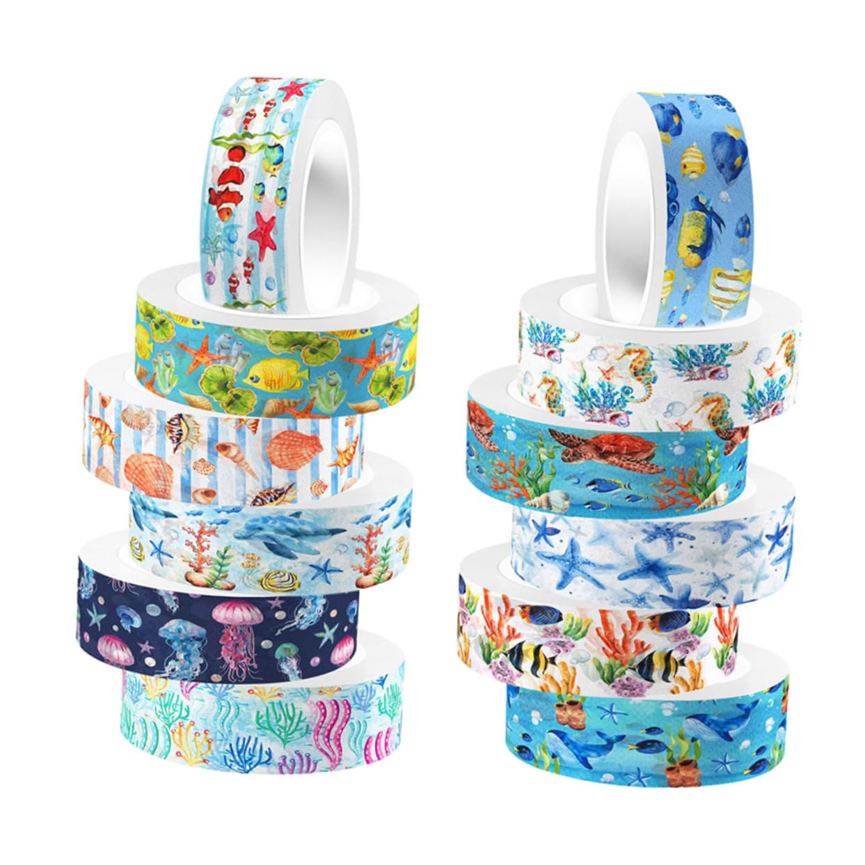 NUOBESTY 5 Pegatinas Washi Tape De Animales Marinos Para Proyectos Creativos Decoración De Diarios