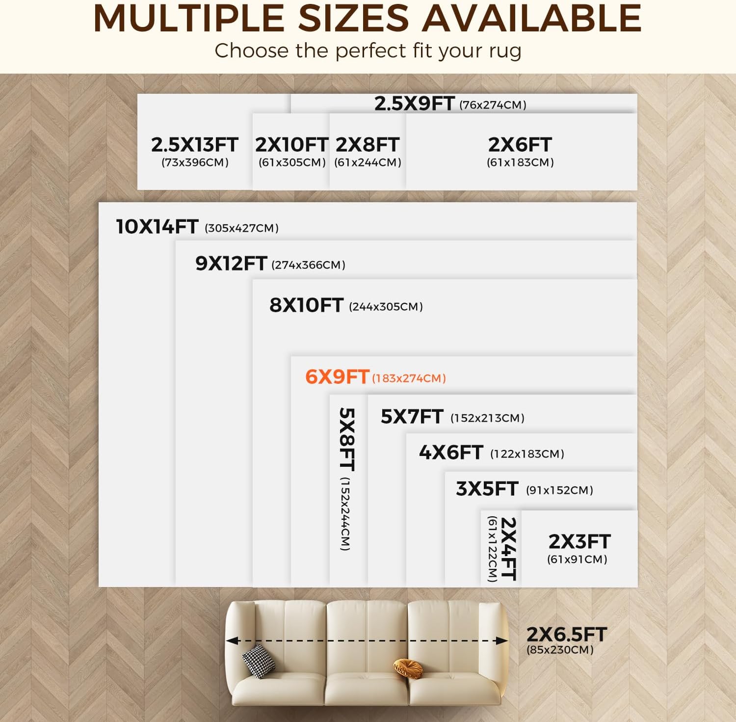 BAGAIL BASICS 6 x 9 FT Rug Pad Gripper for Hardwood Floors, Non Slip Rug Pads for Area Rugs, Extra Thick Under Rug Padding, Protect Your Rugs & Floors