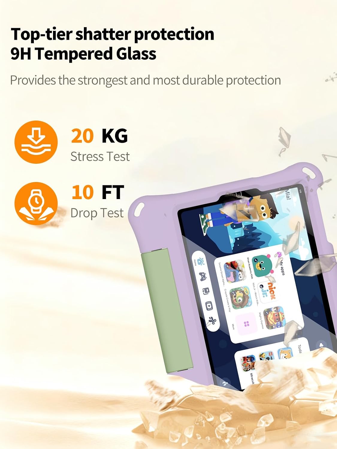 2 Pack Screen Protector for onn 8" Kids Tablet Android 16 2026 Model, 9H Tempered Glass Protective Film, HD Clear Anti-Scratch Bubble Free Screen Guard image 2