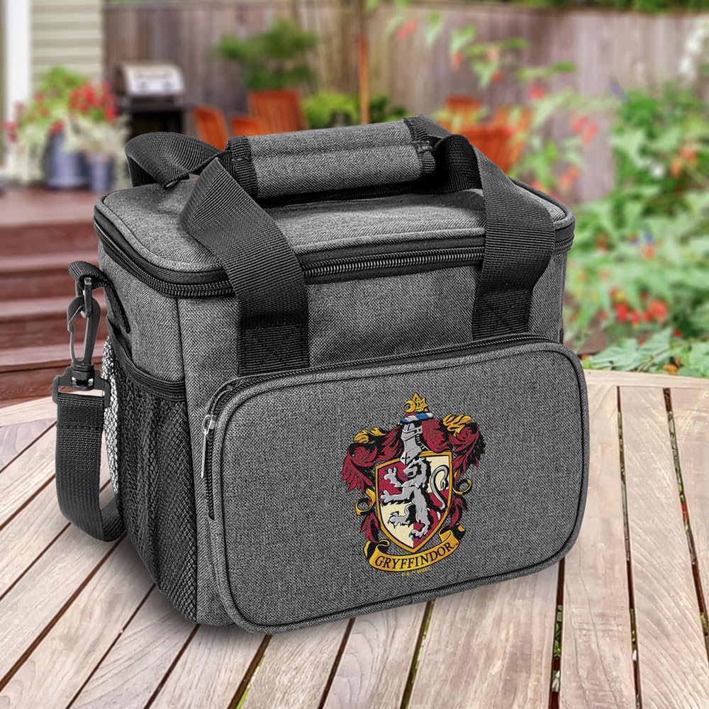 Popfunk Harry Potter Gryffindor Crest 1 Soft Insulated Cooler Bag, Large Lunch Bag, Lightweight, Thermal and Reusable for Office, Picnic, Beach
