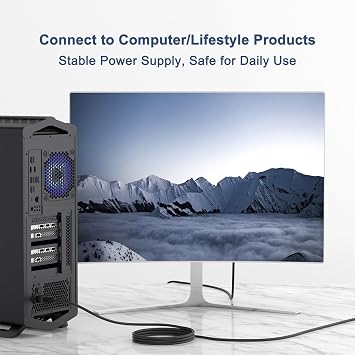 2M/6.6FT UK Plug 13A 250v Power Cable 3 Prong Power Cord for Ps3 Computers,TVs,Monitors,LG LED LCD Smart 1080p HDTV,Samsung,Acer,Epson Printer AC Cable,IECC13 to BS1363 3 Foot Kettle Lead Cord