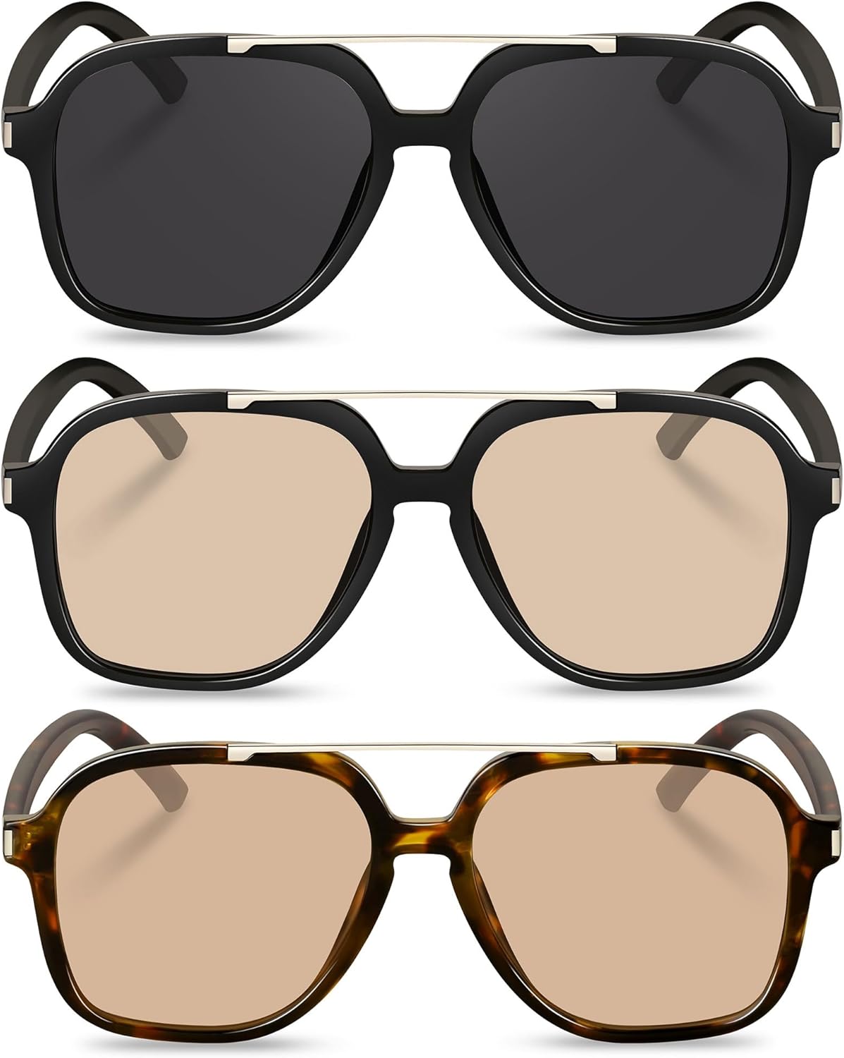 Retro Aviator Sunglasses for Women Men Square Trendy 70s Vintage style Shades UV Protection