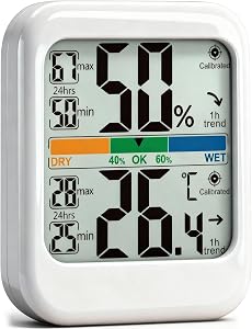 G.CATACC Digital Hygrometer Indoor Thermometer Humidity Meter Gauge with Max/Min Record Room Thermometer Temperature and Humidity Monitor Sensor for Home Baby Greenhouse Reptile - Battery Included