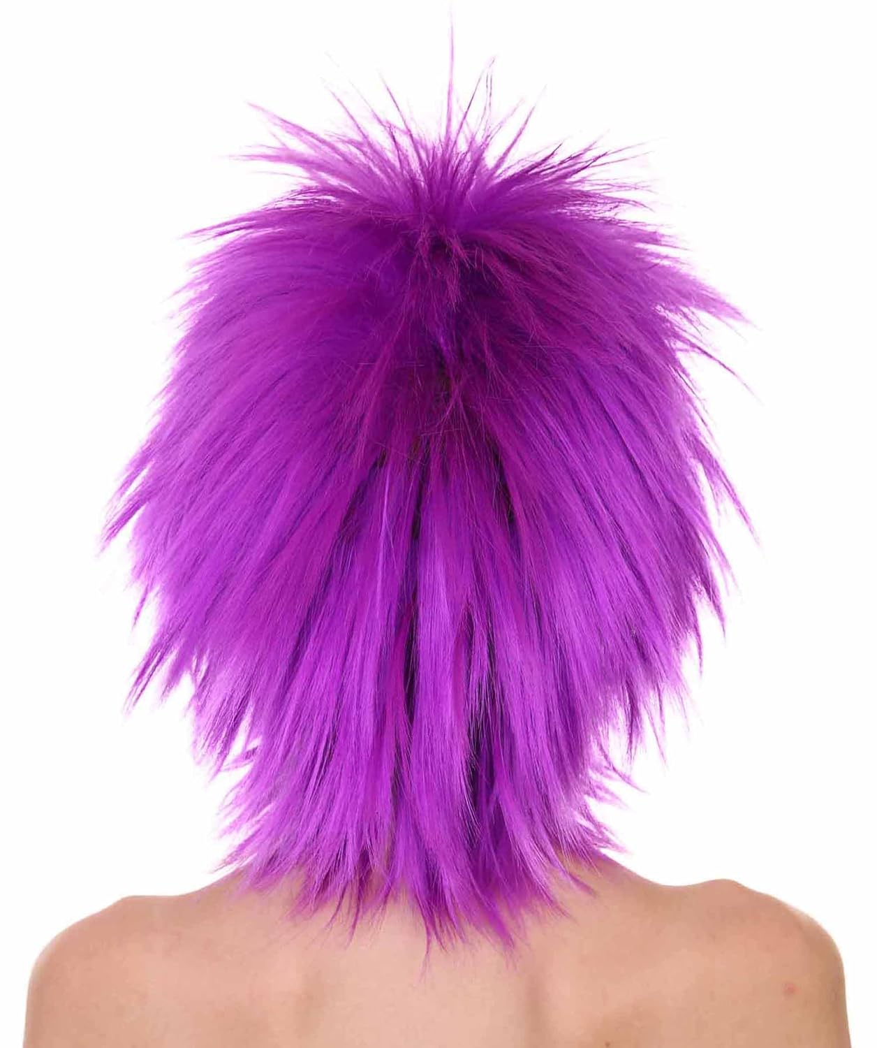 HPO Women Funky Punk Wig,Neon Purple Color,Flame-Retardant Synthetic Fiber
