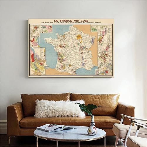 Miniatura 6 de Mapa del vino de Francia  Mapa antiguo de Francia que muestra regiones vinícolas, mapa de Francia impresión de arte fino lienzo pósteres de pintura