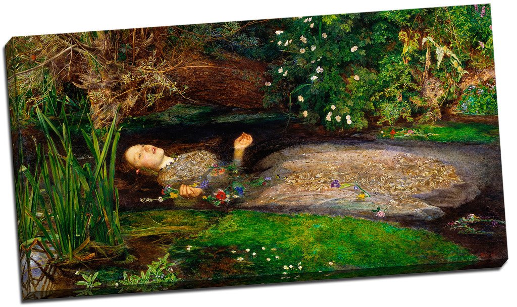 John Everett Millais Ophelia Canvas Print Picture Wall Art Large 30x16 Inches