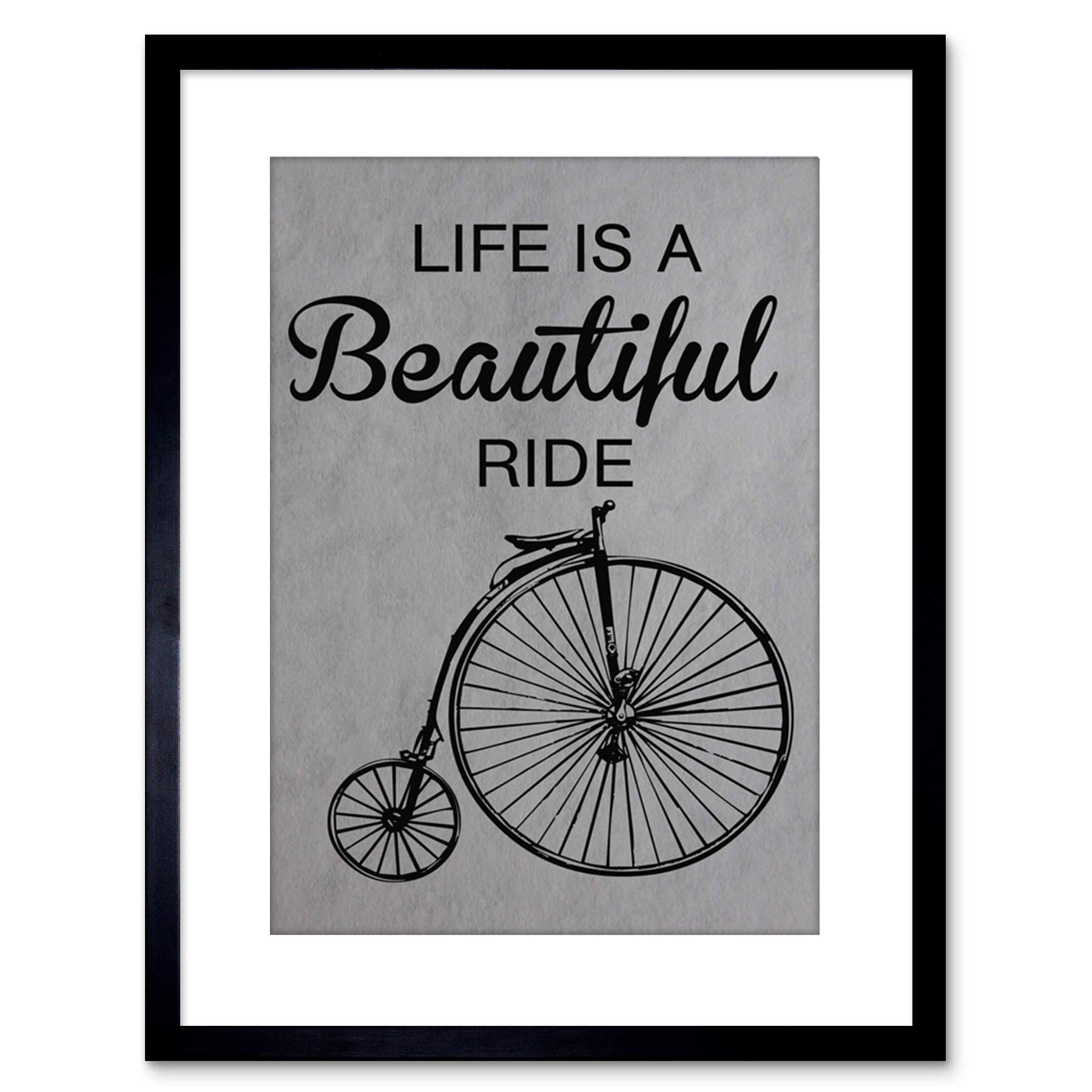 Wee Blue Coo QUOTE TYPOGRAPHY PENNY FARTHING BEAUTIFUL FRAMED PICTURE POSTER PRINT F97X10105
