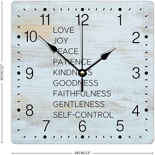 Miniatura 2 de Reloj de pared de PVC con texto en inglés "Love Joy Peace Patience Kindness Goodness", reloj de pared grande con frase inspiradora de 12 pulgadas,