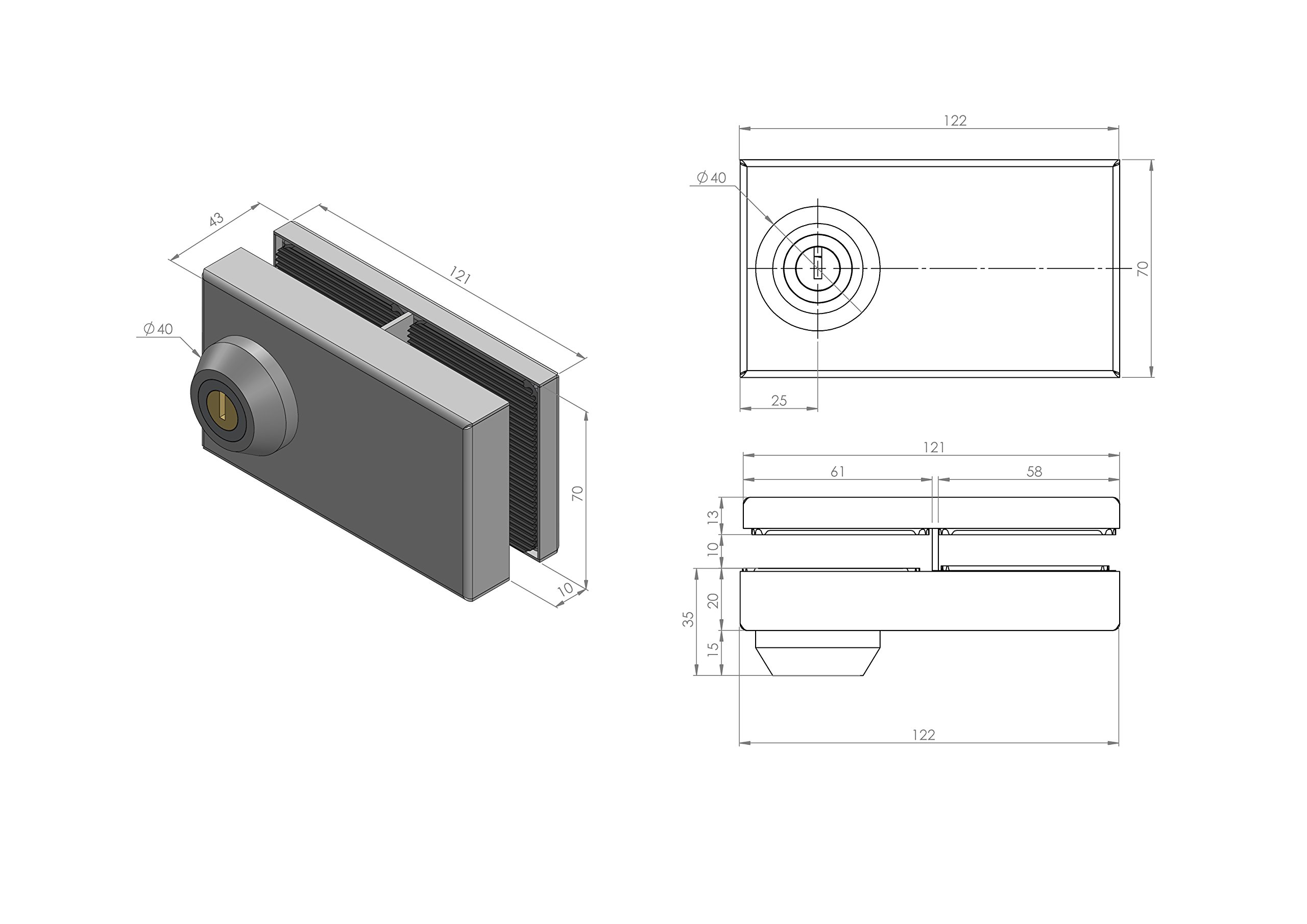 Cerradura Cbm 2002 Puerta Cristal Llave Plana