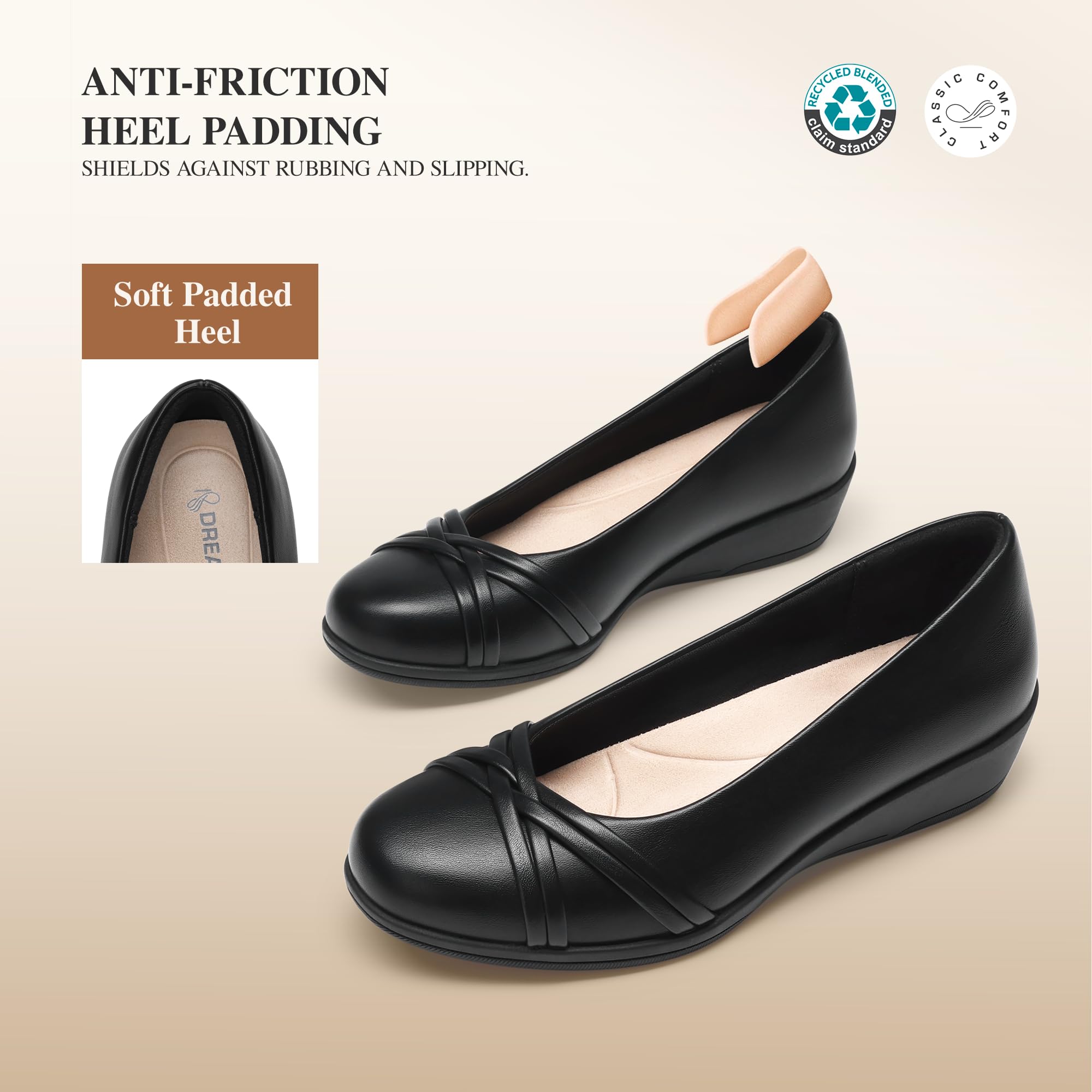 DREAM PAIRS Ballerinas Damen Elegante Kleinem Keilabsatz