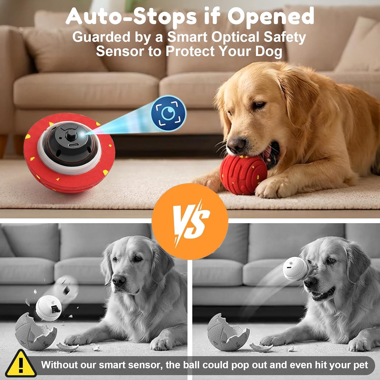Interactive Dog Toys with Remote Control, Smart Interactive Dog Ball with 3 Modes, Auto-Moving&Bouncing, High-Resilience&Chew Resistant E-TPU Dog Ball, IPX6 Waterproof, Rolling Ball Dogs