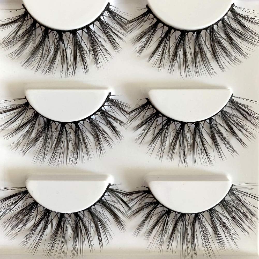 Imported Korea Fiber Faux Mink False Eye lashes Handmade Reusable Long Cross Volume Dramatic Lashes Natural Look Makeup Thick Black Fake EyeLashes
