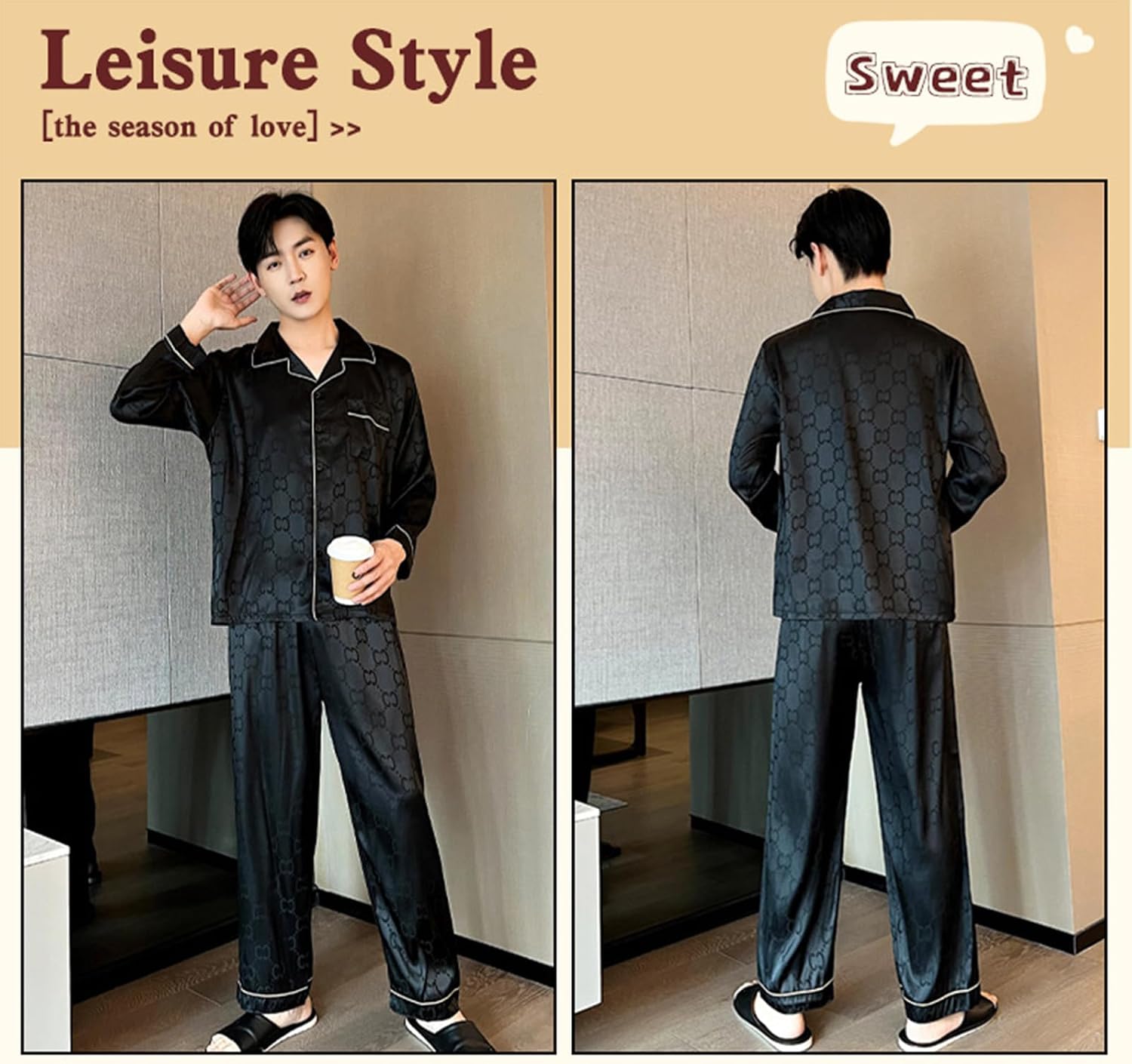 Men's 3-Pcs Pajamas Set Extra Plus Size Satin Pjs Set Men's Short-Sleeved Shorts Loungewear 50-150KG