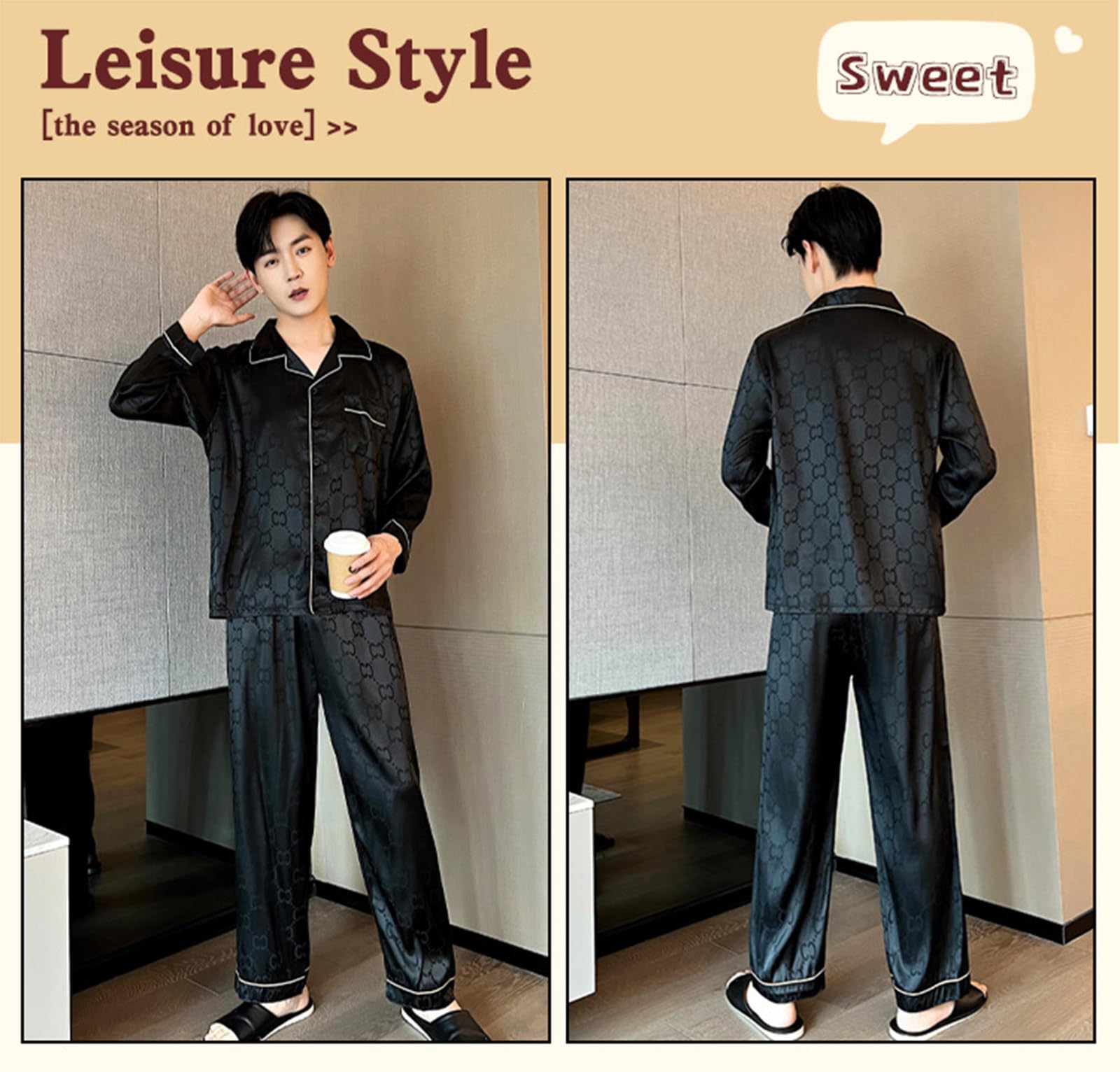 Conjunto de Pijamas 3 Piezas para Hombres Extra Plus Talla Satinada Pjs Set Pantalones Cortos de Manga Corta para Hombre 50-150KG