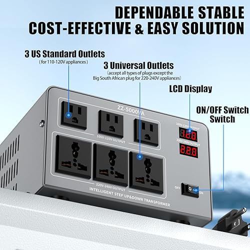 Miniatura 2 de Transformador Automático Convertidor de Voltaje de 5000W, Transformador Convertidor de Potencia de Paso hacia Arribahacia Abajo de Servicio Pesado