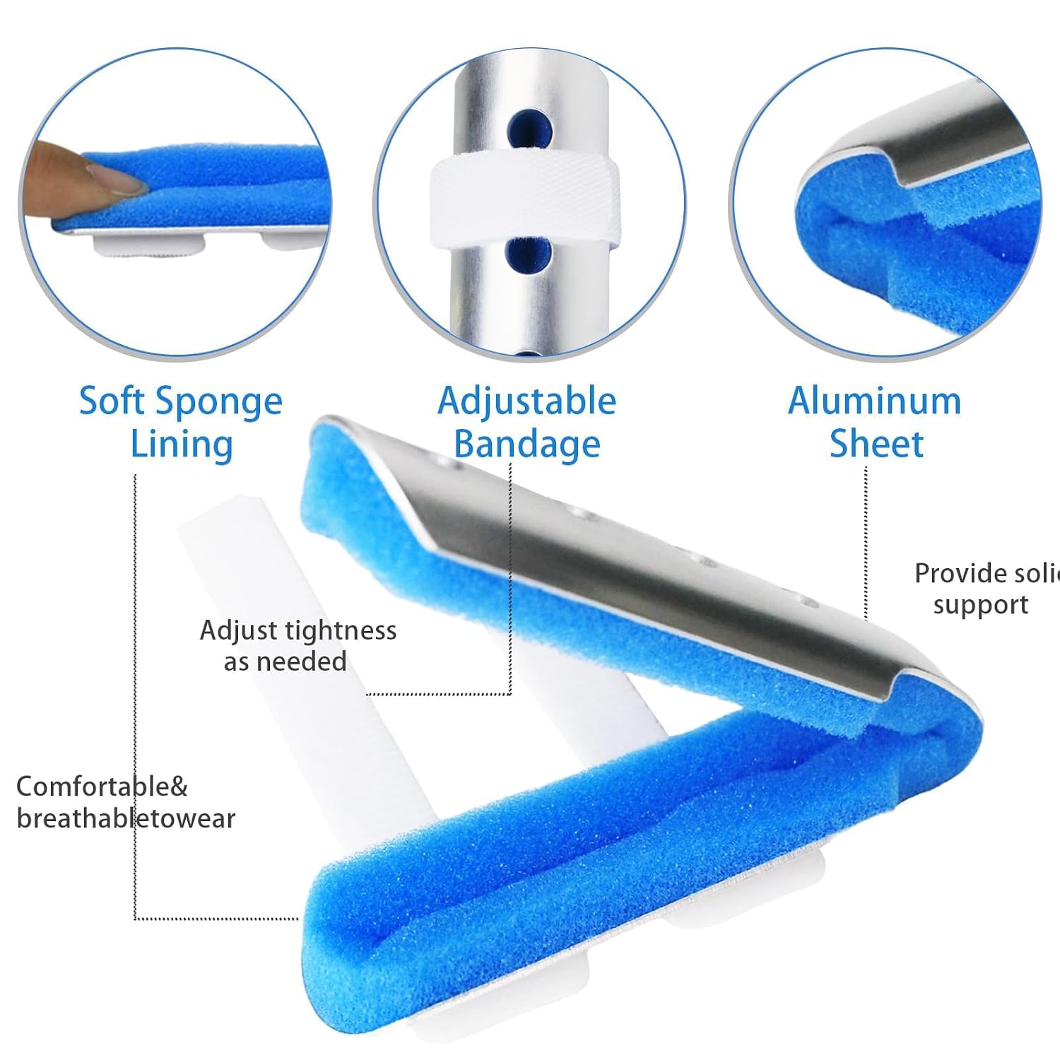 6 Pcs Finger Splints Finger Support Brackets Finger Stabilizers Fracture Rehabilitation Finger Straightening Arthritis Knuckle Immobilizationm Blue