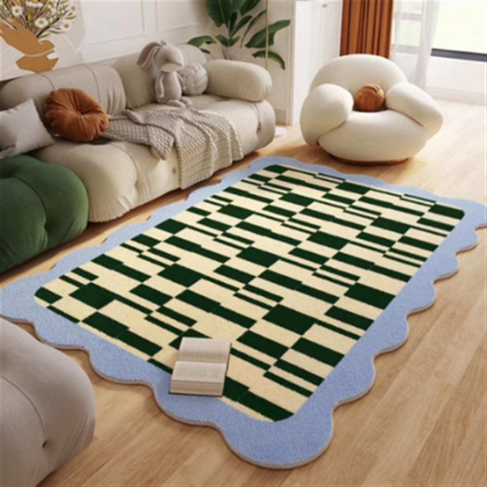 Tapis imitation cachemire PUIOKA pour réchauffer un salon sol froid
