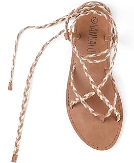SANDALUP Women Braided Tie up Sandals