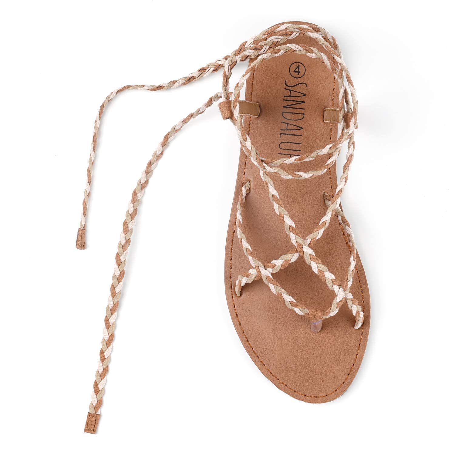 SANDALUP Women Braided Tie up Sandals