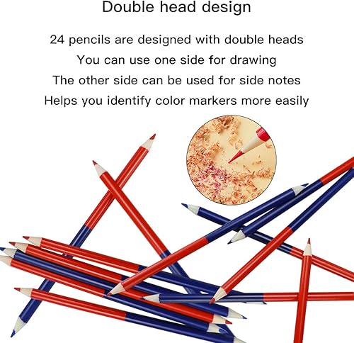 Miniatura 4 de Lápices de cheques, lápices borrables rojos y azules preafilados #2 HB para verificar mapas, pruebas de coloración y calificación (24 piezas)