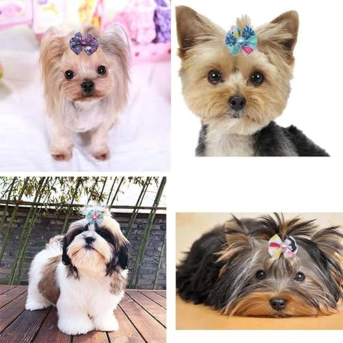 Miniatura 7 de Snadulor - 30 lazos para el pelo de mascotas, lazo para perro, productos de aseo para mascotas, cabeza de flor de perla para mascotas, gato, perro,
