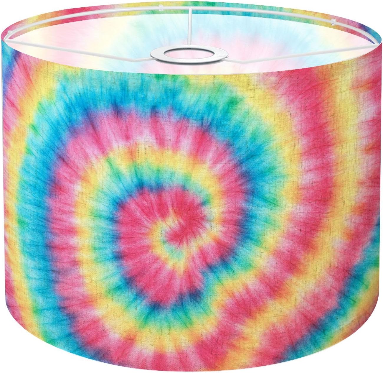 Drum Lamp Shades Spiral Trendy Fashion Dirty Paint Tie Dye Striped Rainbow Artistic Lampshade for Floor Lamps Table Lamp Pendant Light Linen 11"x11"x9" Replacement Large Lampshades