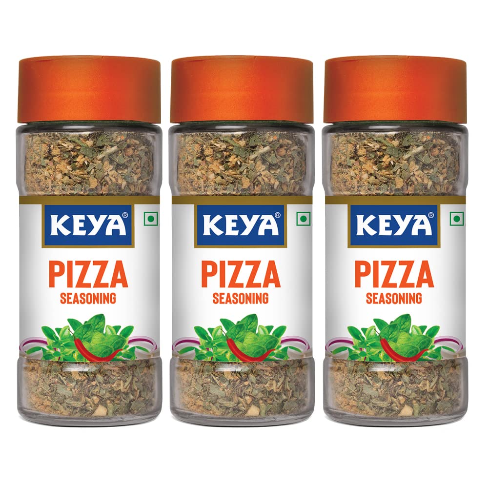 Keya Pasta Seasoning All Natural Healthy Spice Blend for Pizza, Pasta More Glass Bottle Premium Herbs and Spices Contains Freeze dried herbs Export Quality 45g Pack of 3