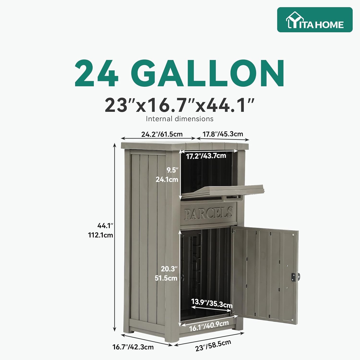 YITAHOME Anti-Theft Package Delivery Box for Outside w/Lockable Security System, Outdoor Waterproof Parcel Drop Storage Boxes Resin Drop Box for Porch House Curbside, Taupe - Image 6