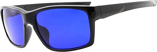 Gafas de golf para hombre con diseño de pelota de golf, lente azul auténtica, marco de estilo deportivo