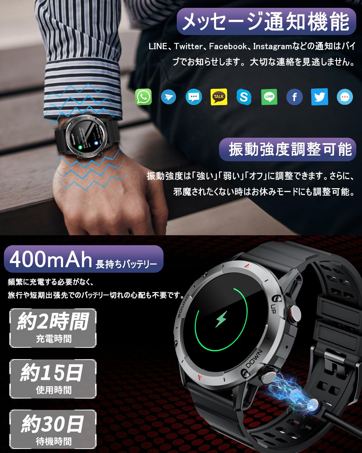 Amazon | スマートウォッチ【2024業界新登場 軍用規格】 Bluetooth5.3