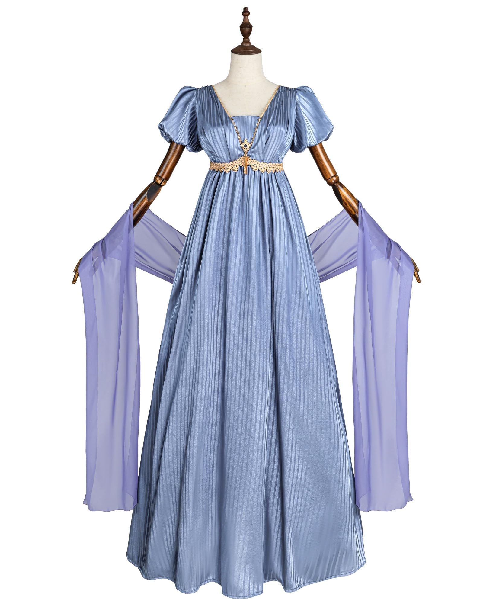 Abito da donna Regency Jane Austen lungo Vintage Abito da ballo vittoriano, con guanti, stile impero