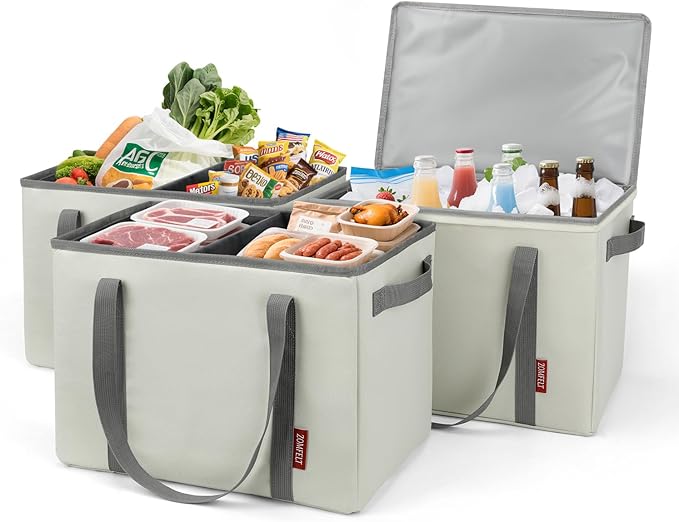 ZOMFELT Reusable Grocery Tote Bags with Cooler
