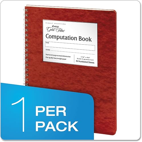 Miniatura 8 de Ampad, libro de cálculos cuadriculado 4 x 4, 76 hojas, color marfil, 11-3/4 x 9-1/4 pulgadas, 1 unidad por paquete (22-157)