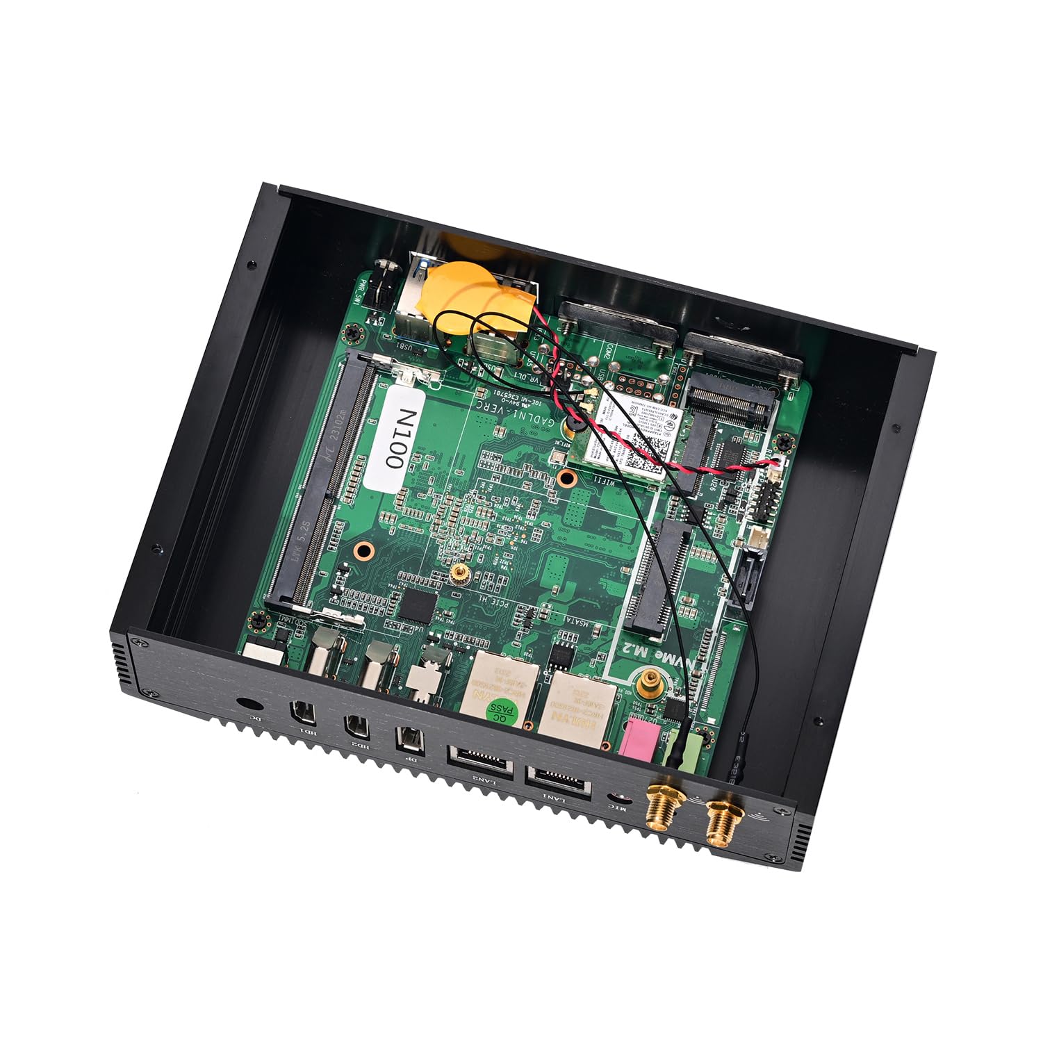 Fanless Industrial Computer, IPC, Mini PC, Windows 11 / Linux Ubuntu, Intel N100, IM12, AC WiFi, BT, 4 x USB, 2 COM, Dual LAN, DP, 2 x HDMI, 0 RAM, 0 Storage, Barebone No System