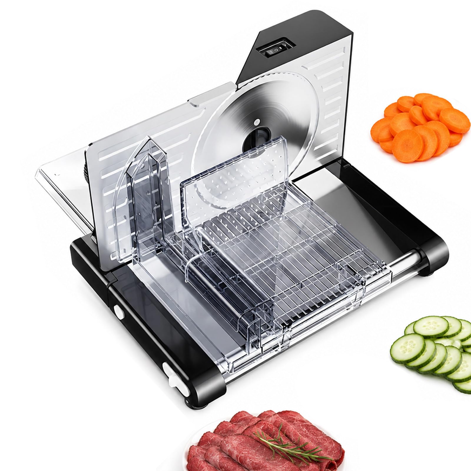 Electric Meat Slicer, Foldable Food Slicer Machine for Home Kitchen Use