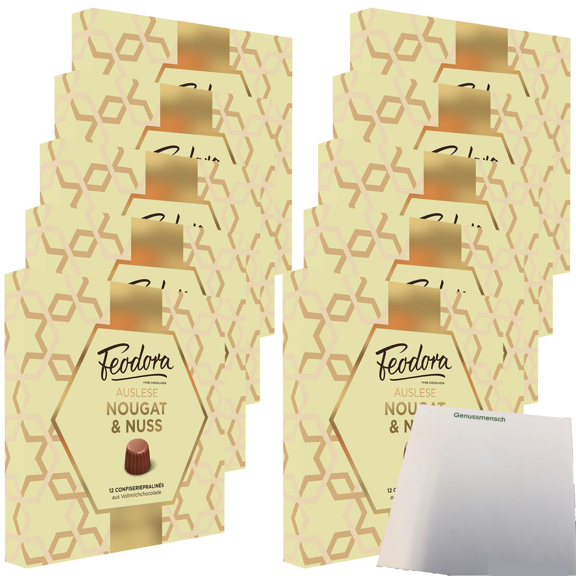 usy Bundle für Feodora Pralinen Auslese Nougat & Nuss VPE (10x125g Karton) + usy Block