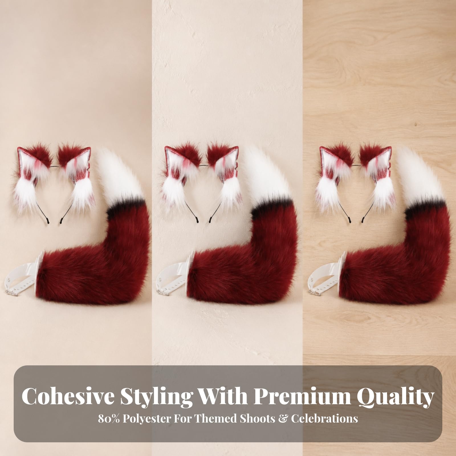 Cerchietto con Orecchie di | Soffice, Cerchietto con Orecchie e Coda, Regolabile, per Feste a Tema, Cosplayer