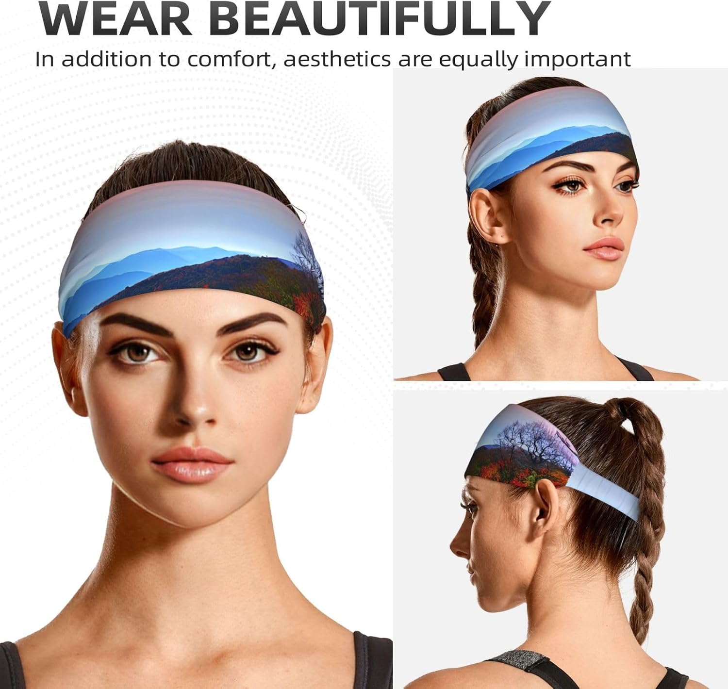 Blue Ridge Mountains Print Ultra-Soft Elastic Headband Sports Running Gym Outdoor Activities Gifts Headwear