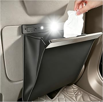 2026 New Car Trash Can with LED Light, Car Trash Bin with Trash Bag