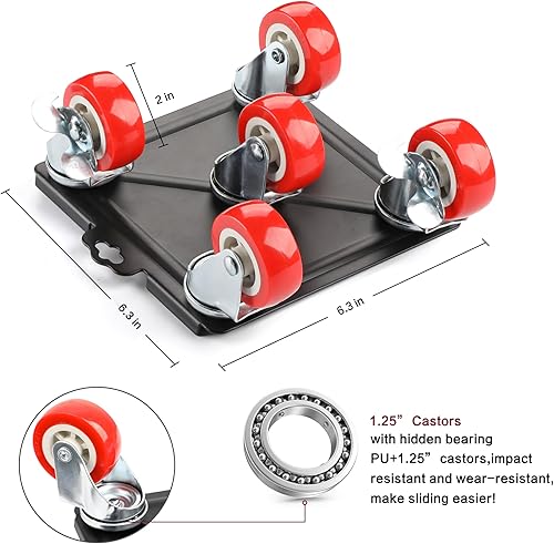 Miniatura 2 de Carrito de muebles resistente con 5 ruedas, capacidad de carga de 3300 libras para un fácil movimiento y almacenamiento, juego de herramientas de