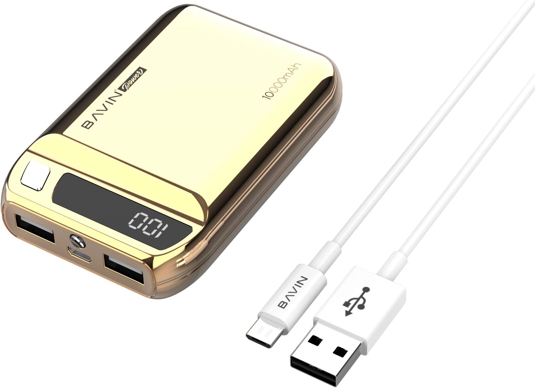 Power Bank 10000 mAh,BAVIN Fast Charging External Battery Pack Dual USB Output with LED Flashlight Compatible for iPhone, iPad, iPod,Samsung Galaxy and Other Charging Device (Rose Gold 10000mah)