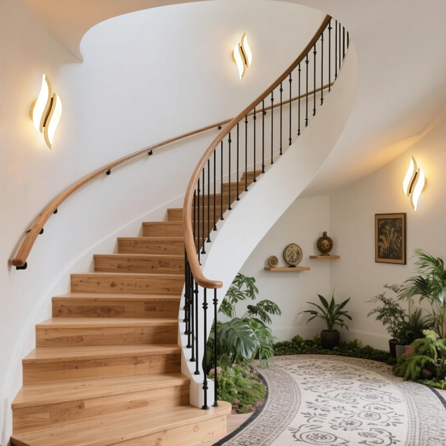 CANEOE Modern LED Wall Sconce 6000K Black Indoor Wall Light Fixtures Acrylic Wall Sconce Lighting for Living Room Bedroom Bedside Bathroom Hallway Stairway Wall Lamp (Gold, 2 Packs, 3000K)