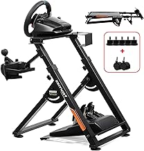 GTPLAYER Steering Wheel Stand for G25 G27 G29 G920 Foldable Racing Wheel Stand with Cup Holder Adjustable Height/Angle, Driving Simulator Gaming Wheel Stand