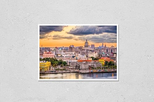 Wall Art Poster Print of Havana, Cuba Downtown Skyline at Dusk.