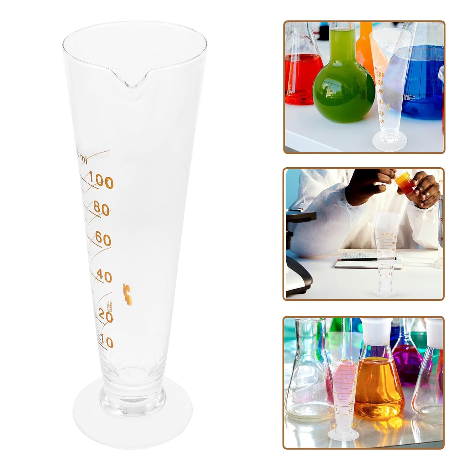 Laboratory Glass Measuring Beaker 100ml Triangular Chemistry Glassware Graduated Liquid Measuring Cup for Lab Use