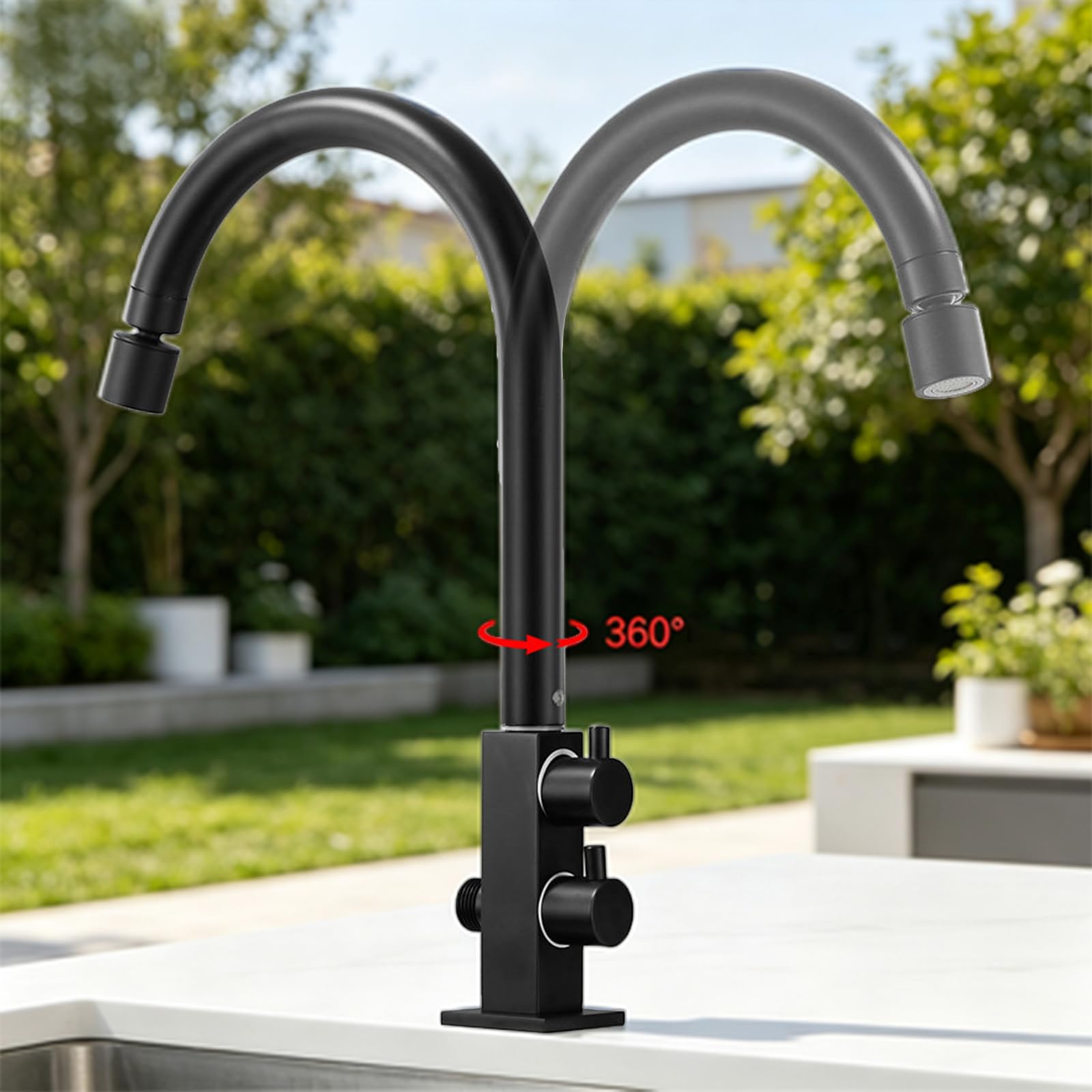 Grifo Lavadora con Rotación 360° Grifo Doble Salida Lavabo Salida De Agua De Modo Dual Latón Adecuado para Exteriores,Cromado