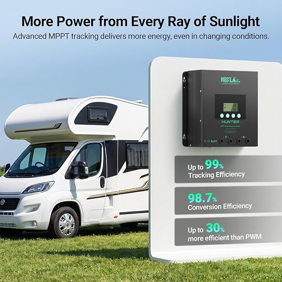 HQST 60A MPPT Solar Charge Controller, 12V/24V/36V/48V Auto, Max 150V PV Input, Smart Bluetooth APP, Low-Temp Cut-Off, Parallel, LCD Display, for LiFePO4 & Lead Acid (AGM/Gel/Flooded), RV, Off-Grid