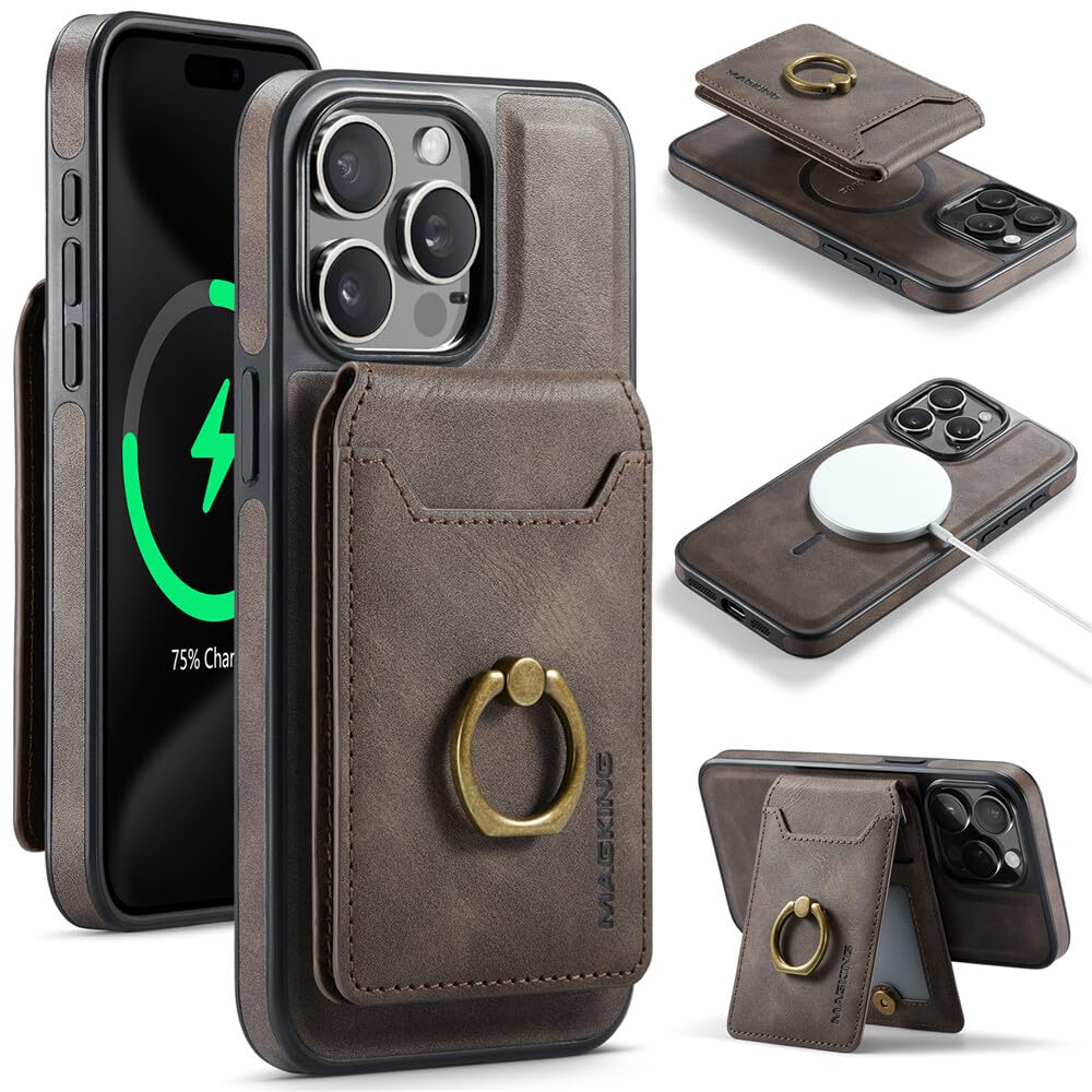Housse portefeuille iPhone 16 Plus marron idéale pour vos déplacements