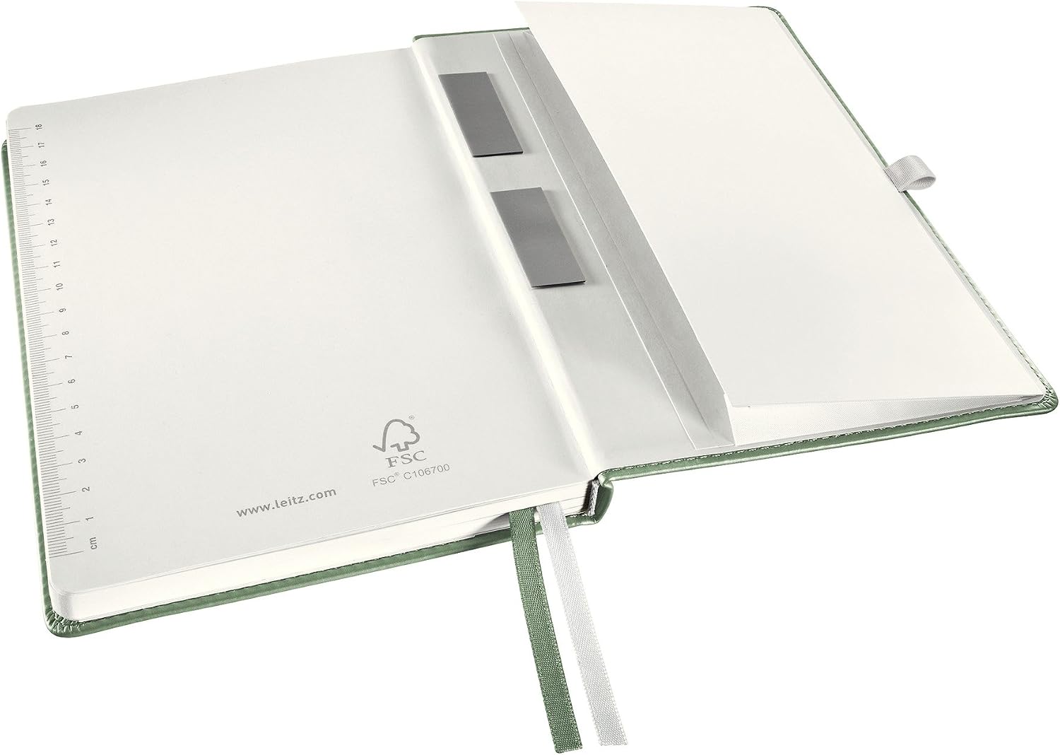 Leitz A5 Hard Cover Notebook, Celadon Green (80 Sheets Squared Paper, with 2 Bookmarks, 100 gsm Ivory Paper, Style Range) - Image 5