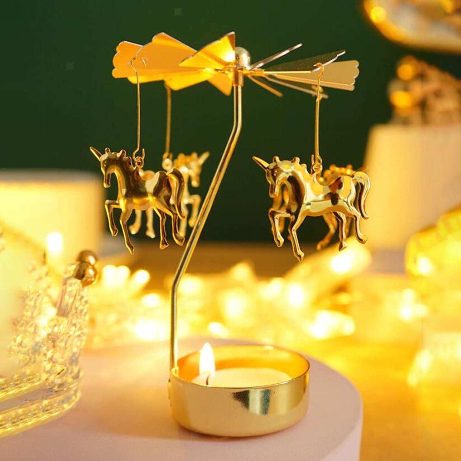 for Mom, Spinning Candle Holder, Rotating Carousel Tealight Candle Holder, Unique Birthday Gift For Women, Mom, Sister, Christmas, Valentine's Day, Party Decor, Gift(Unicorn)